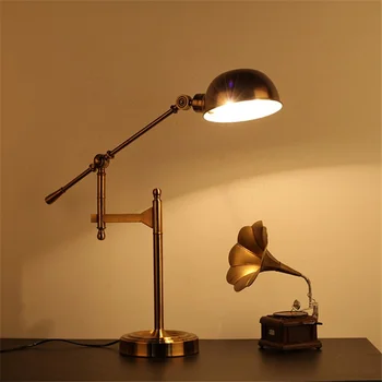

Industrial Vintage Plated Foldable Led Desk Lamp Retro Loft Table Light Bedroom Cafe Bedside Reading Room Iron Art Table Lamps