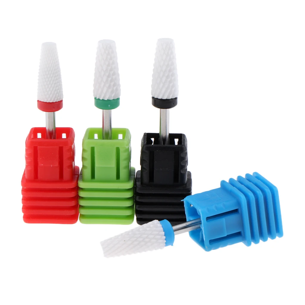 4 Pieces Fine Medium Coarse Electric Ceramic Nail Drill Bit Manicure Grinding Tool Cuticle Clean Dead Skin Gel Remover