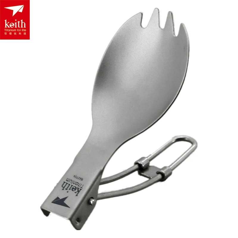 Складная Ложка для кемпинга Keith Ti5301/Ti5308|folding titanium spork|titanium sporktitanium spoon |