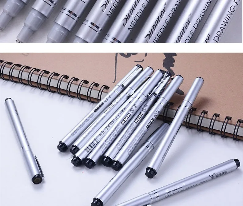 Pces à Prova Desenho dos Desenhos Esboço para Desenho Dwaterproof Água Agulha Caneta Animados Pigma Micron Liner Escovas Gancho Linha Arte Suprimentos San 10 - 6 Cheap Canetas de gel