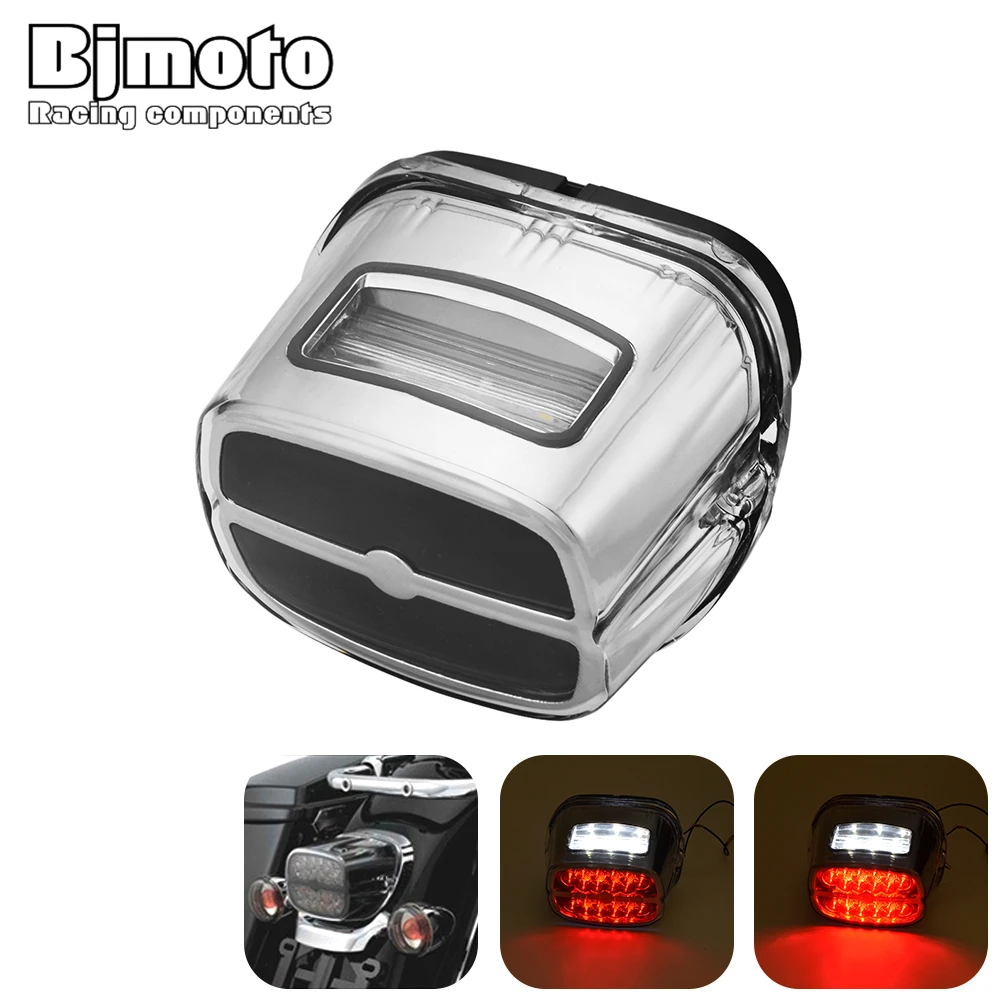 BJMOTO Motorcycle LED Tail Brake Light Bar Shield Taillight License