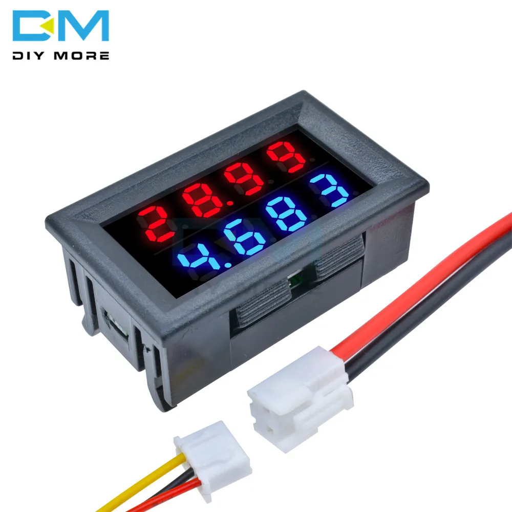

4 Digital Display DC 0-200V 10A 0.28" 0.28 Inch LED Voltmeter Ammeter Red+Blue LED Voltage Current Tester Meter For Car DIY kit