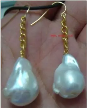 

huge natural south sea white pearl earrings
