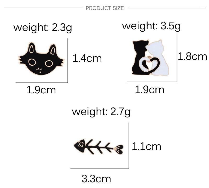 Модная брошь-животное, женские булавки, 1 шт., черная, белая кошка, жара, рыбья кость, Металлическая Булавка, лацкан, куртки, аксессуары, значок для пары
