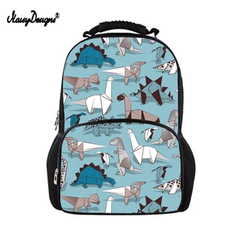 

2019 New Unisex Origami Dinos Animals Prints Student Laptop Backpack Fashion Women Large Capacity Men 17inch Travel Bag Mochilas