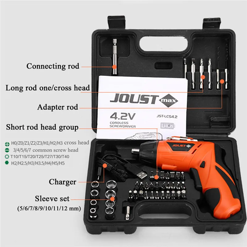 4.2V USB Electric Screwdriver Multifunction Rechargeable Torque Adjustment Lithium Portable Hand Drill  Screwdriver Suit Tools (7)
