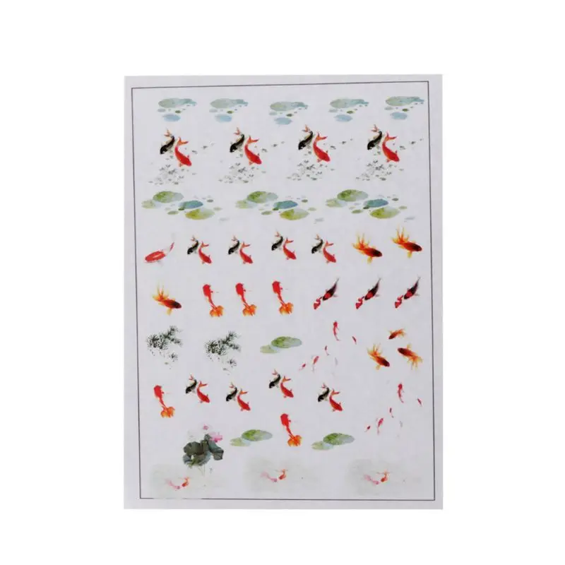 

3D Goldfish Lotus Clear Film Resin Stickers Water-Like Painting Jewelry Making