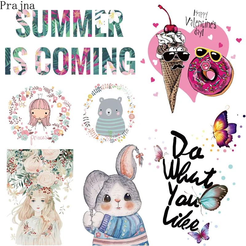 

Prajna Heat Transfer Patches PVC Vinyl Transfer Thermal Iron On Transfers For Clothes Stickers Cute Cartoon Rabbit Summer Badges