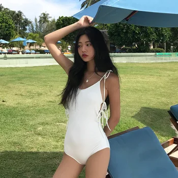 

Swimwear For Women Swimsuit Woman 2019 Swiming Suit One Piece Swimsuits Badpak Plus Size Tripod Bare Back Shows Solid Polyester