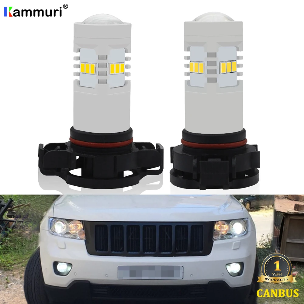 

White Canbus No Error PSX24W PS19W LED Bulbs for Jeep Grand Cherokee 2011 2012 2013 Fog Driving DRL Daytime running light