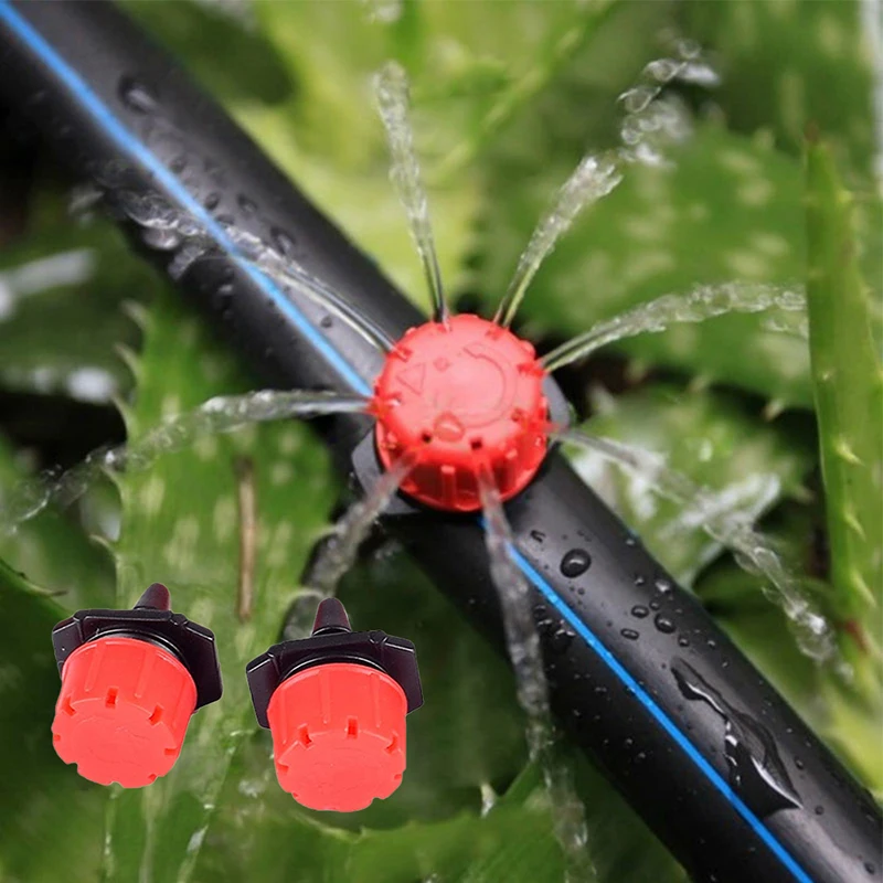 

50PCS Adjustable Irrigation System Misting Micro Flow Dripper Drip Head 1/4'' Hose Garden Sprinklers Garden Watering Accessories