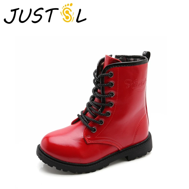 JUSTSL autumn winter new children's boots boys girls Martin boots