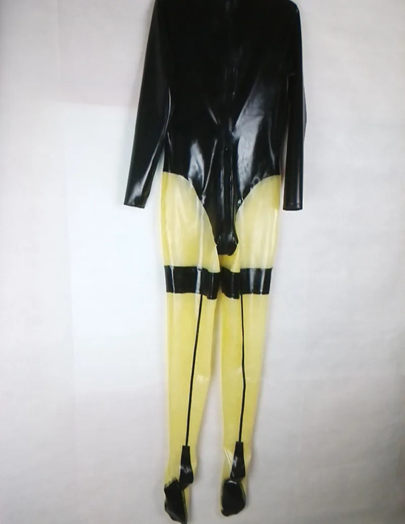 Черное и прозрачное латексное боди с молнией сзади под промежность Фетиш резиновые эротические костюмы для мужчин индивидуальное изготовление