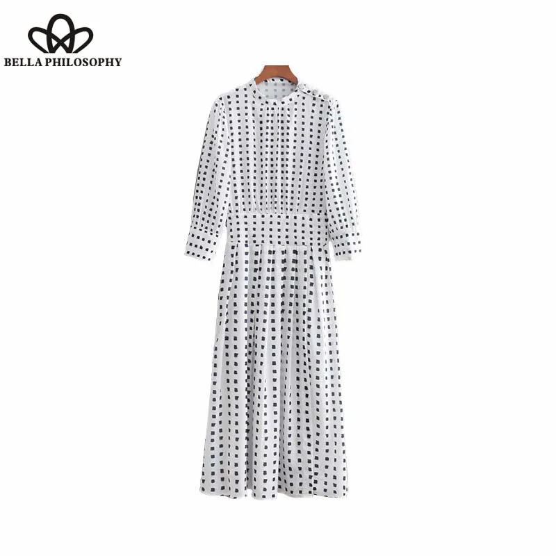Wonder 2018 summer fashion print pleated mid-calf dress three quarter sleeve O-neck one piece ladies streetwear  dress vestidos