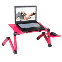 Adjustable Aluminum Laptop Desk Ergonomic Portable TV Bed Lapdesk Tray PC Table Stand Notebook Table Desk Stand With Mouse Pad