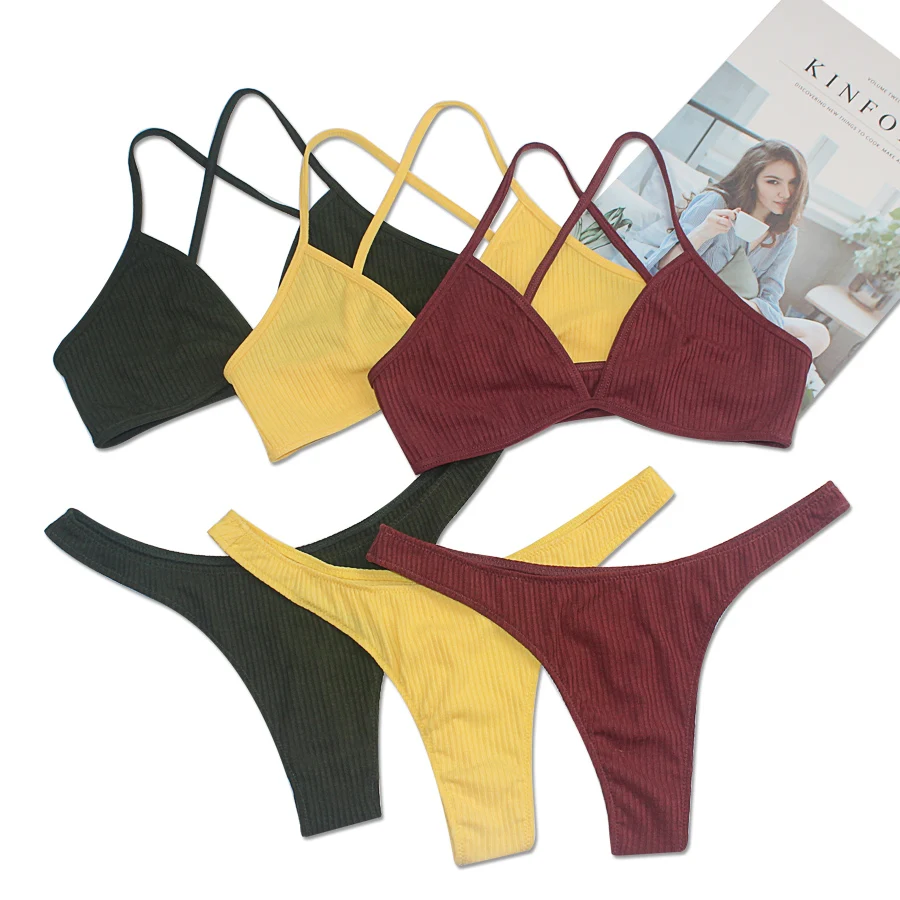 2019 новый качественный хлопковый Женский комплект нижнего белья Мягкий женский комплект нижнего белья для девочек комплект нижнего белья пуш ап сексуальный бюстгальтер и трусики купить на AliExpress