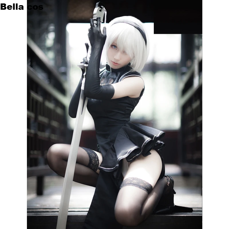 Костюм для косплея NieR:Automata RHa TypeA No.2 2B чонсам женское черное сексуальное платье