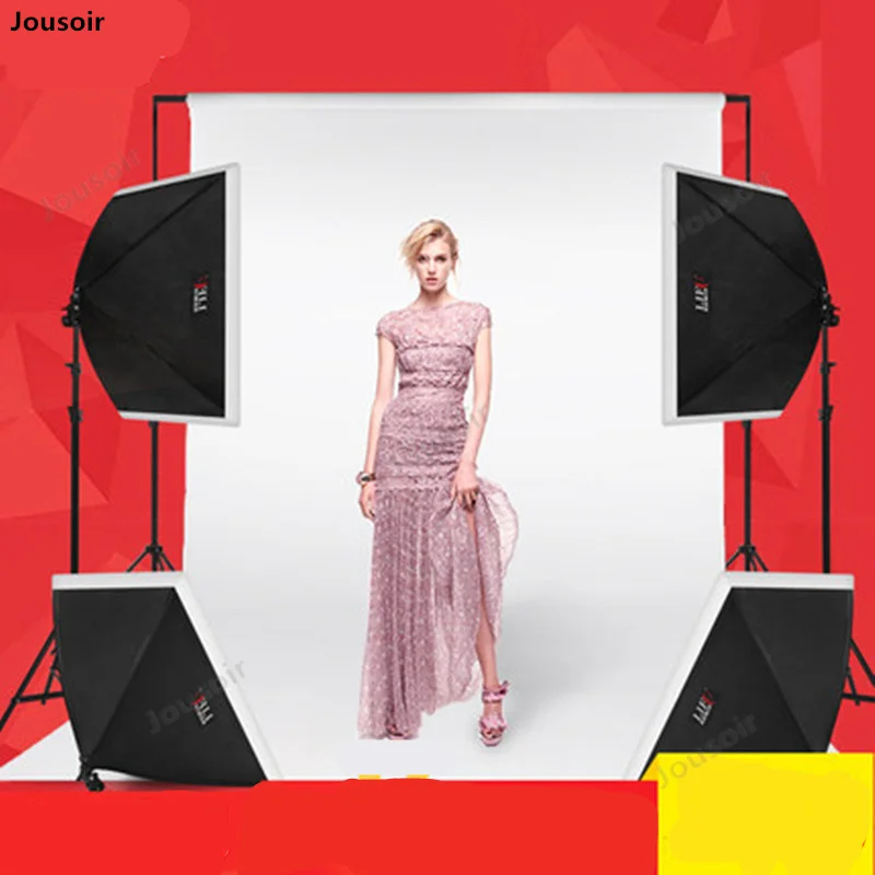 

Four single lamp softbox set LED bulb background frame background Cloth Studio portrait shooting fill Light CD50 T03