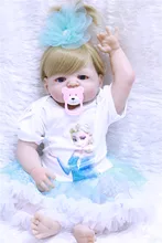 55 cm Reborn Baby Dolls with Pretty princess dress Alive Silicone Vinyl Doll Girl bebe Gifts Blonde blue eyes reborn babies toy 55 cm Reborn Baby Dolls with Pretty princess dress Alive Silicone Vinyl Doll Girl bebe Gifts Blonde blue eyes reborn babies toy