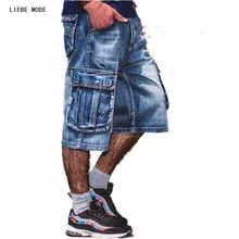 Мужские Мешковатые джинсовые шорты в стиле хип-хоп размера плюс, мужские джинсовые шорты Карго в стиле милитари, байкерские джинсы карго с несколькими карманами 44 46