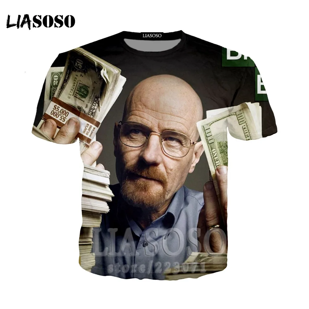 LIASOSO Quality heisenberg funny t shirt casual breaking bad T-shirt print 3D mens Fashion cool hoodies sweatshirt for men br010