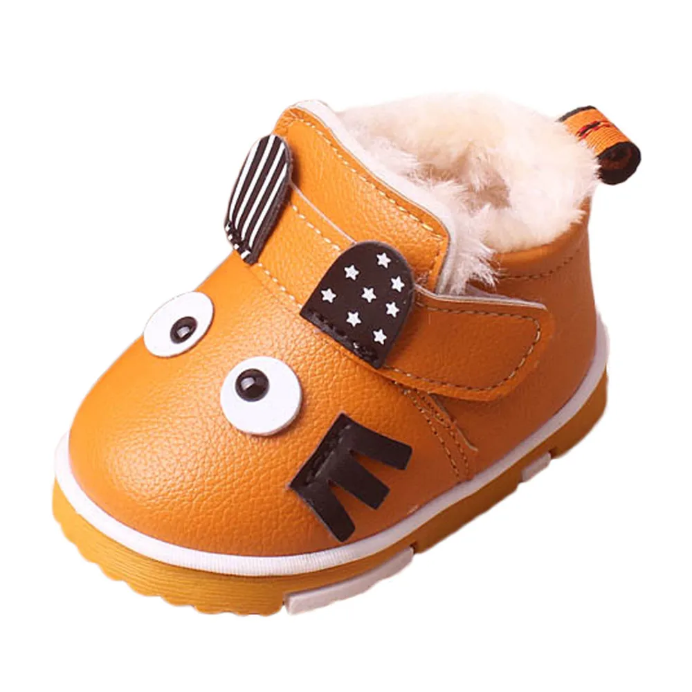 MUQGEW/; зимняя обувь для маленьких мальчиков и девочек; зимняя теплая обувь с героями мультфильмов для маленьких девочек и мальчиков; зимние ботинки; кроссовки; Прямая поставка - Цвет: Цвет: желтый