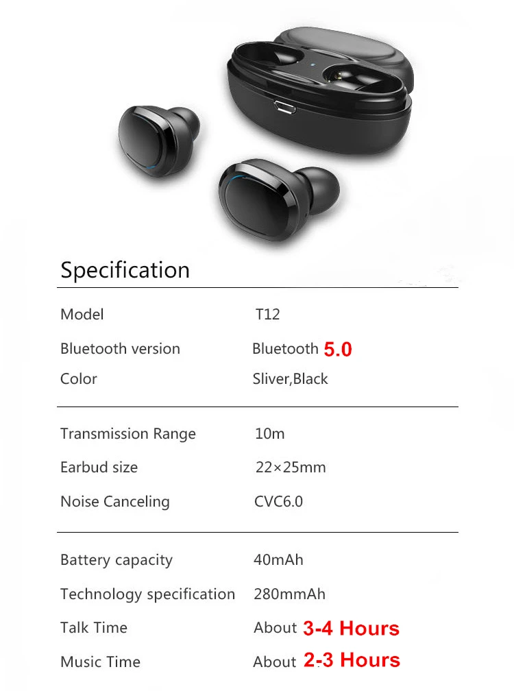 HANTOPER Bluetooth 5,0, беспроводные наушники с глубоким басом, наушники TWS, стерео беспроводные наушники для iPhone 7, 8, X, sony, Xiaomi