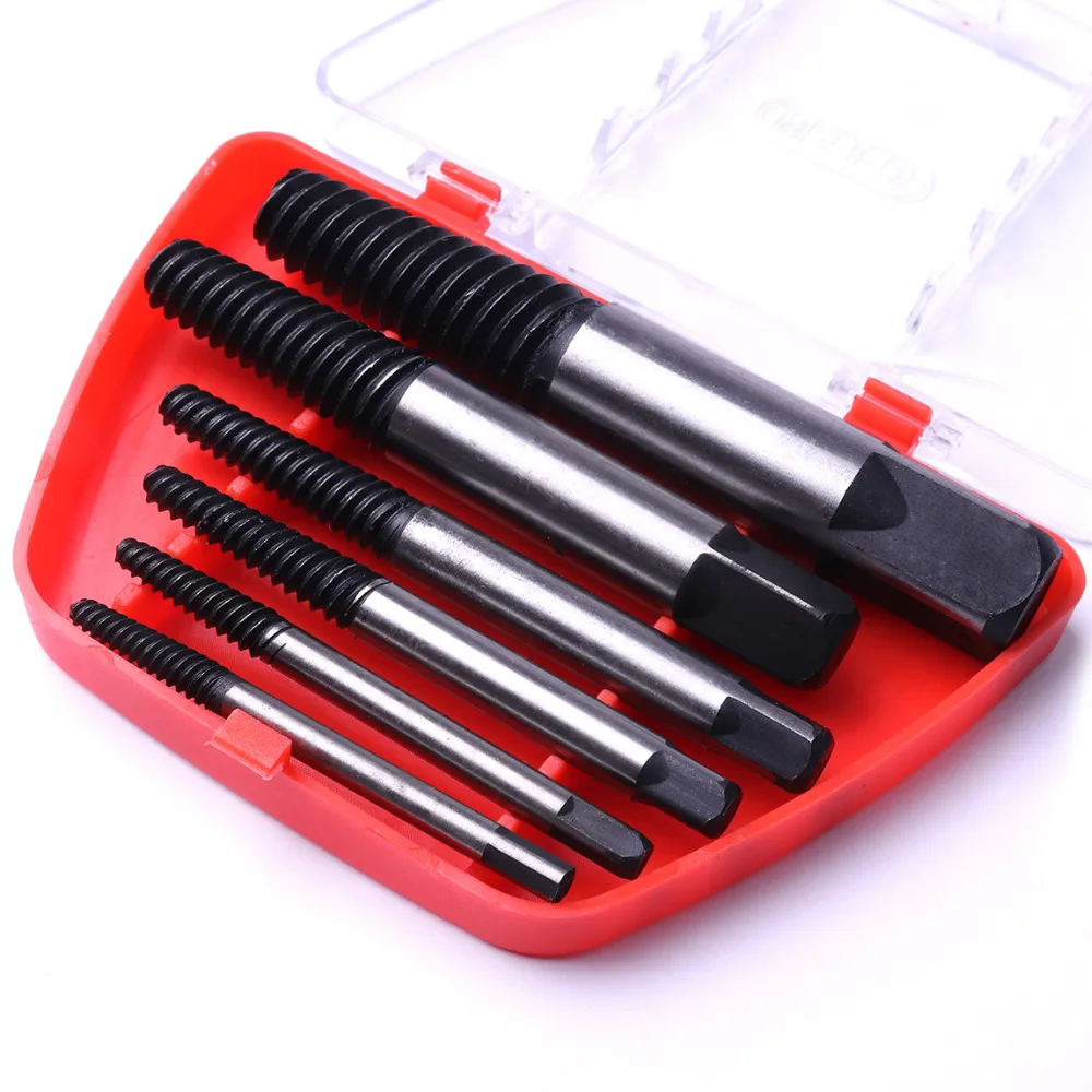 US Warehouse 6Pcs/Set Screw Extractors Damaged Broken Screws Removal Tool Used in Removing the