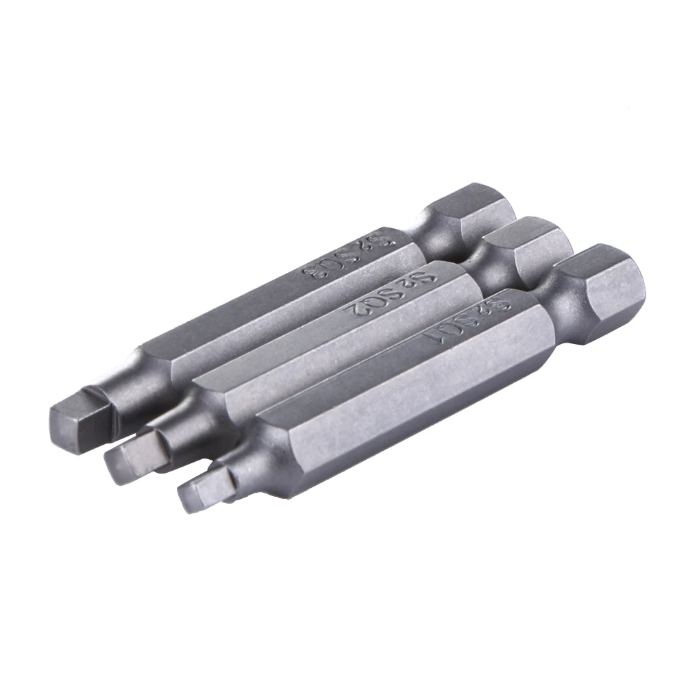 

3pcs 50mm 1/4 Inch Hex Square Bits Square Head Screwdriver Bits S2 Alloy Steel Magnetic Screwdriver Bits Set Hand Tools
