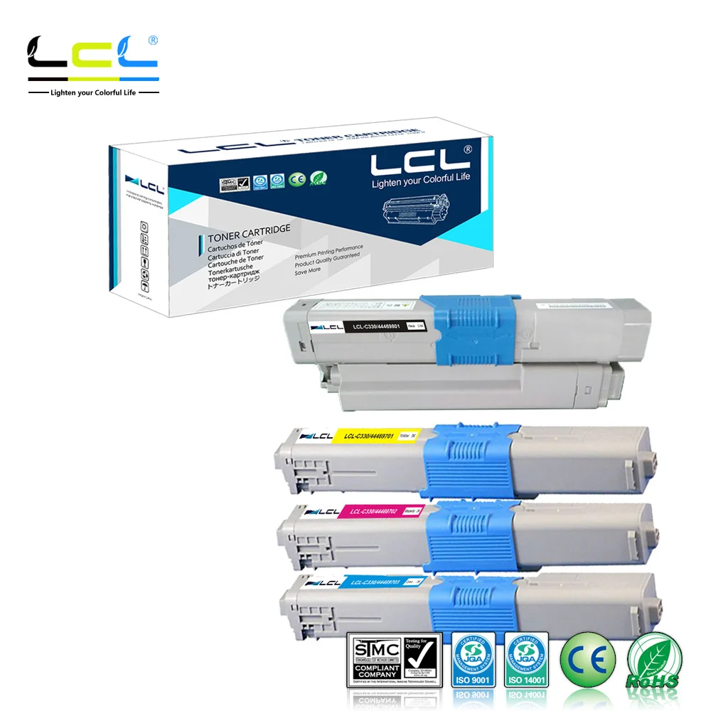 

LCL C330 C310dn C310n C330dn C331dn C510dn C511dn C530dn C531dn MC351dn MC361 MC362w (KCMY) Toner Cartridge Compatible for OKI