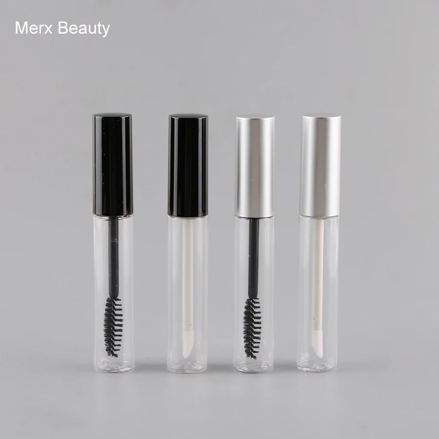 5/50PCS 10ML Clear Plastic Mascara Bottle With Silver/Black Cap,Empty