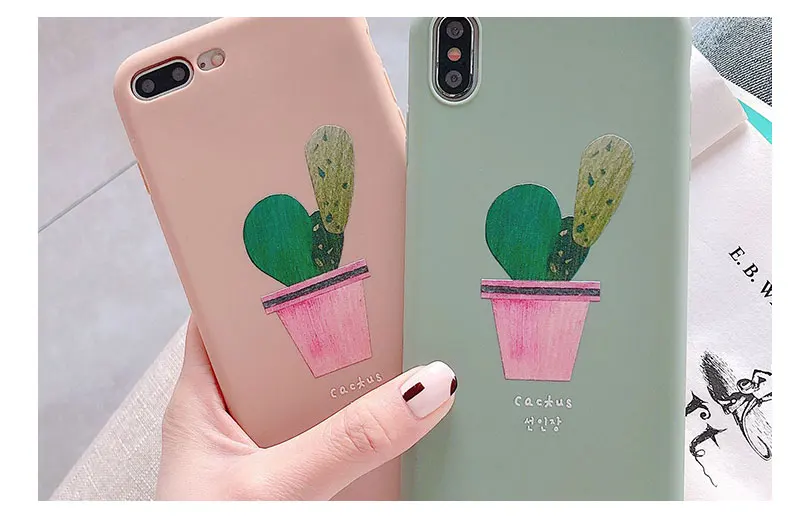 Silicone Cactus Cute Case For iPhone 8 8plus 7 7 Plus Cases Soft Phone Case For iphone 6 s 6s Plus X XR XS Max Cases Cover Coque (12)