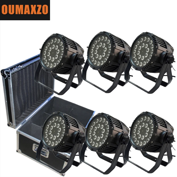 6 шт./лот с flightcase 24x12 Вт 4 в 1 четырехцветный светодиодный прожектор par 64 сценический
