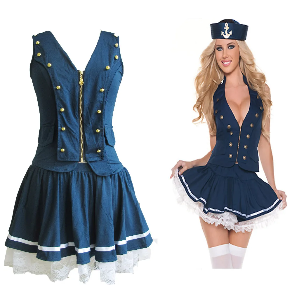 UTMEON Sexy Halloween Women's Sailor Costume,High Navy Blue Sailor Costume