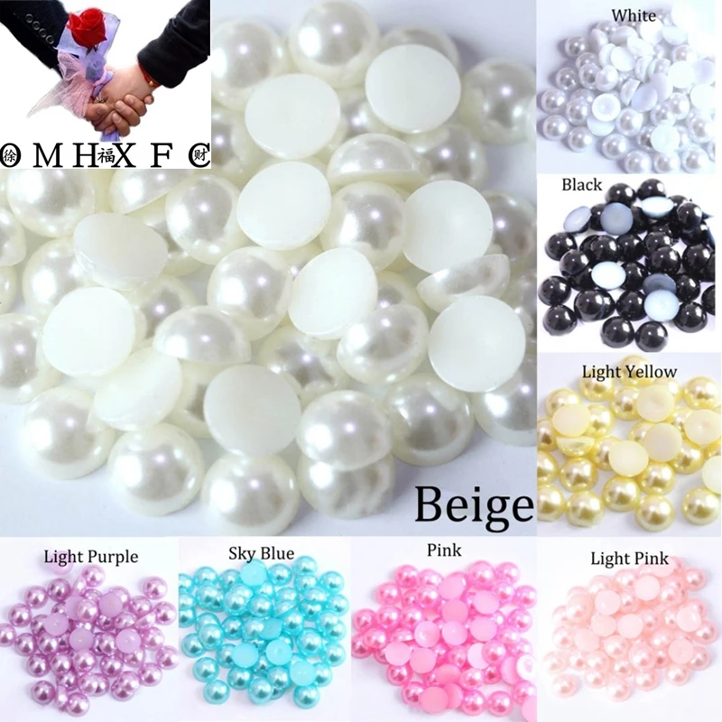 A Box of 10 Colors 5000pcs 4mm Half Pearl Flatback Beads Jewelry Making