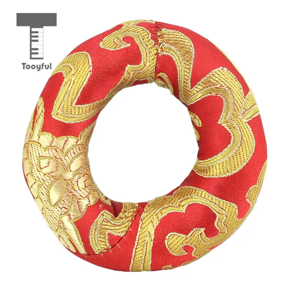 Tooyful Tibetan Handmade Silk Brocade Round Meditation Singing Bowl Cushion Ring Pillow Random Color