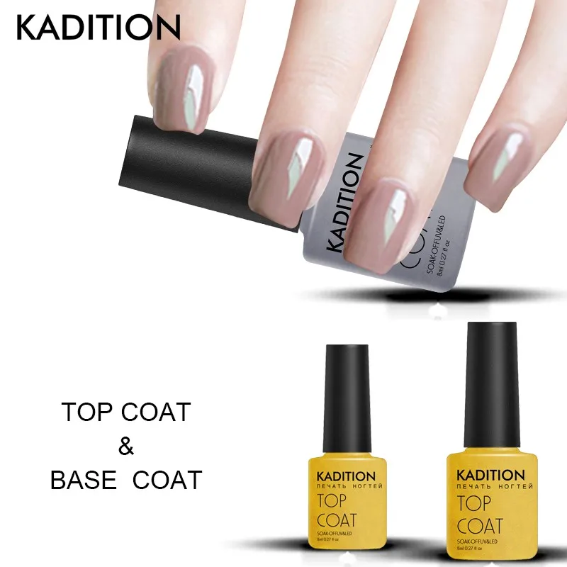 KADITION Base Coat & Top Coat Set Gel Nail Polish Soak Off Long Lasting