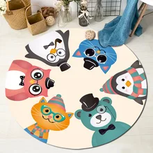 Детский круглый коврик с мультяшными животными и домашними животными Нескользящие ковры для детского дома, гостиной, аниме, большой мягкий коврик для спальни, коврик для йоги
