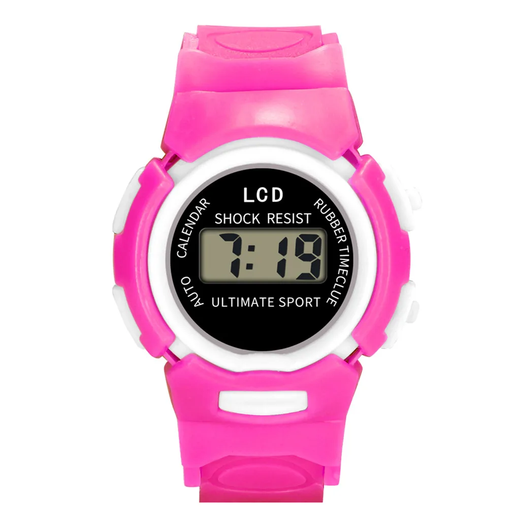Новые популярные детские цифровые спортивные круглые электронные часы для девочек, 5 цветов, W - Цвет: C