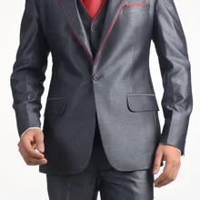 Стиль смокинг жениха шафера светло-серого Свадебные/вечерние костюмы Best Man жениха(пиджак+ штаны+ галстук-бабочка+ жилет) B124