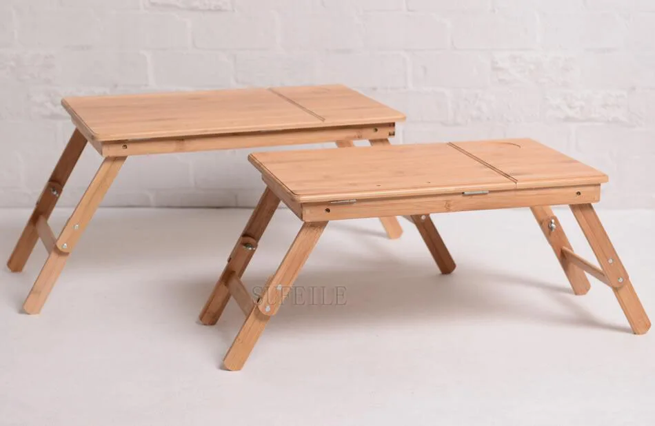 SUFEILE Laptop stand MultiFunctional Folding Laptop Table Bamboo Desk Bed Sofa Tray Adjustable Portable Notebook Desk D5