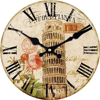 WONZOM Эйфелева башня большие Парижские декоративные круглые Настенные часы для гостиной настенный Декор Saat модные бесшумные винтажные часы настенные подарок - Цвет: 13122