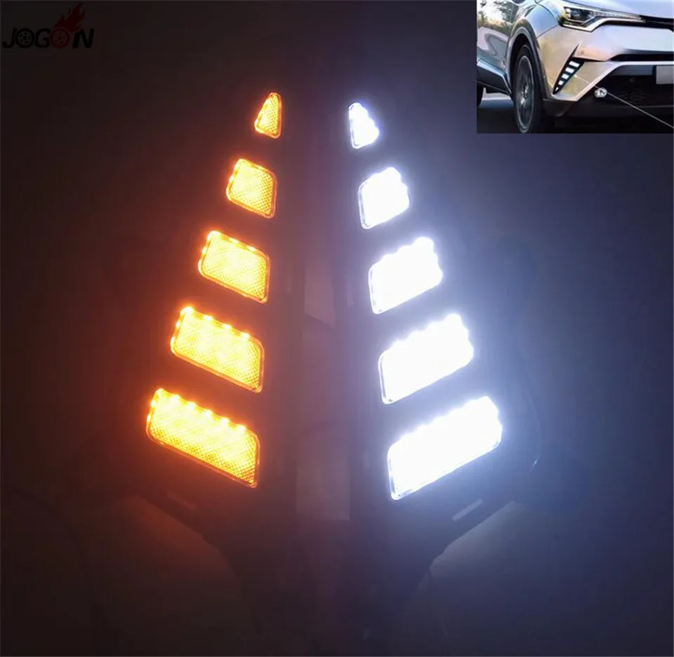 

DRL Day Running Light For Toyota C-HR 16-17 White LED Yellow Signal Front Fog Head Lamp