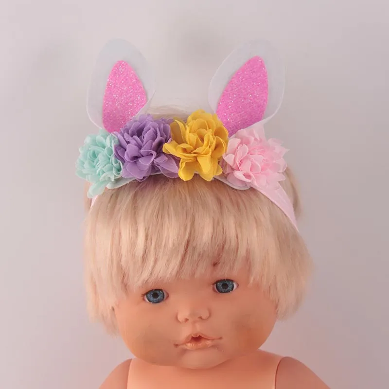 

16inch Nenuco Doll Accessories Multicolor flower Headband DIY lovely rabbit design Elastic Hair Bands for 41CM Nenuco Doll