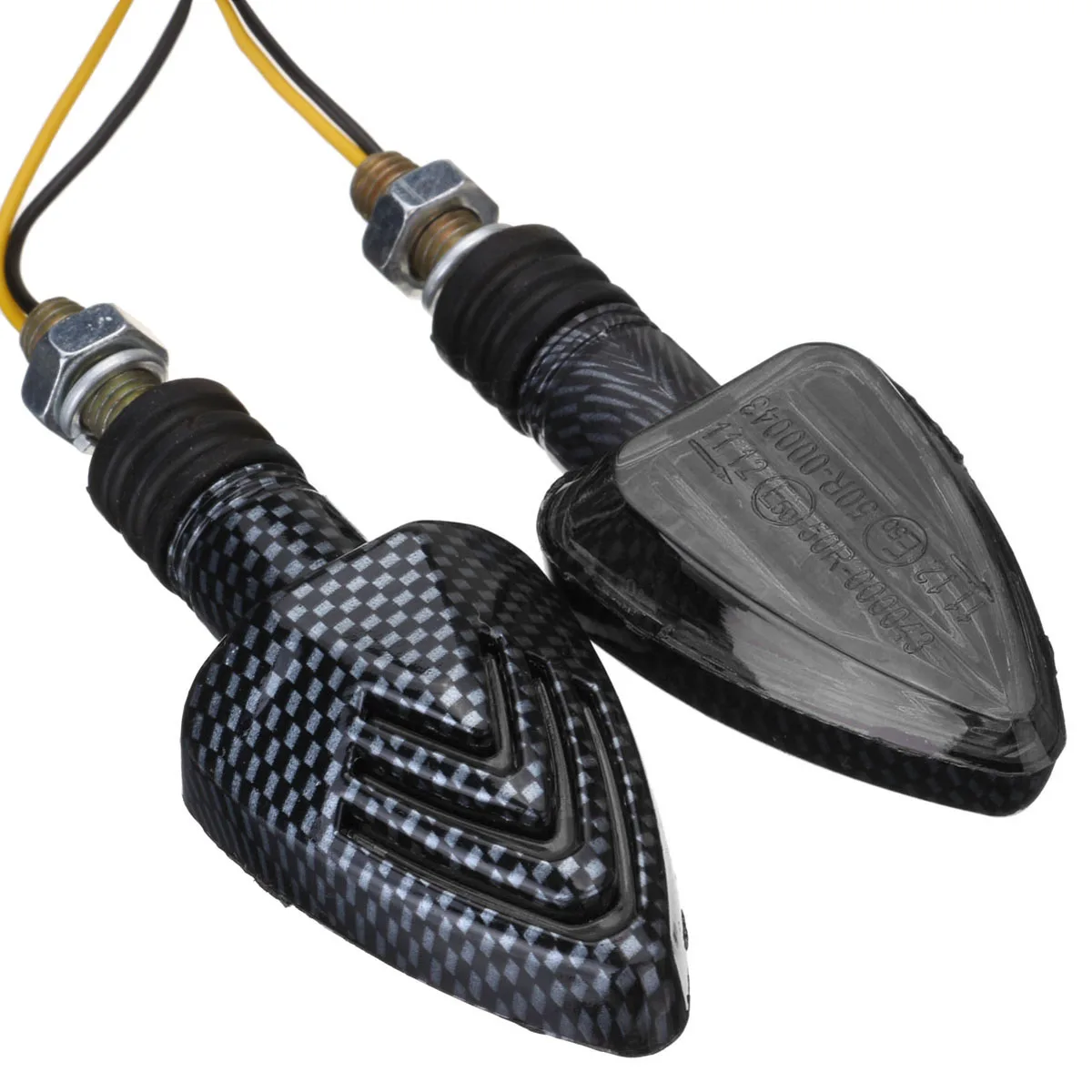 1 пара углерода мини стрелочка мотоцикл сигнальные индикаторы лампочка - Цвет: Темно-серый