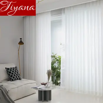 

White Sheer Curtain for Living Room Solid Color Drapes Kitchen Grey Tulle Curtain Balcony Fabrics Cortinas X394#30