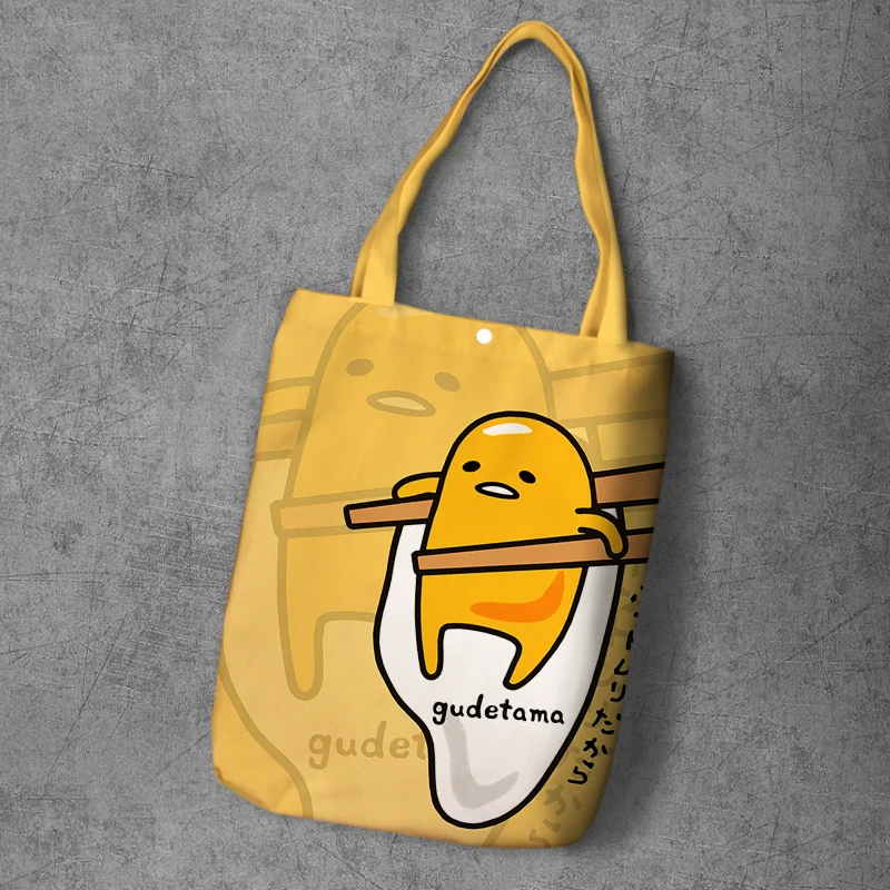 Gudetama мультяшная Студенческая печатная парусиновая сумка для покупок, большая емкость, настраиваемая Сумка-тоут, модные женские повседневные сумки на плечо - Цвет: Image Color