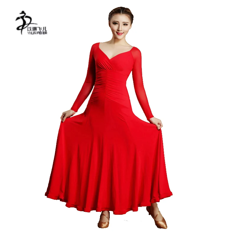 Ruffles Brief women purple ballroom competition dancing dresses modern