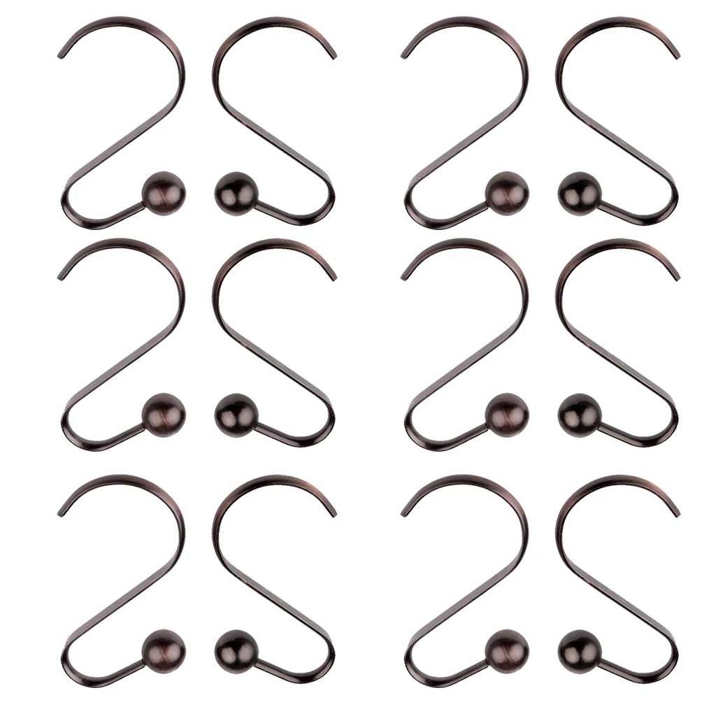 12 Piece Bathroom Iron Spherical Shower Curtain Hook Hanger Holder Bronze Decorative Antique Rack Home Ornaments