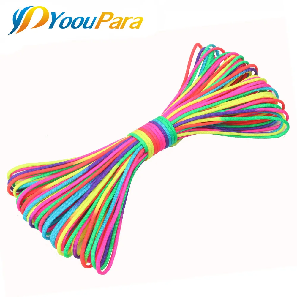 

Rainbow 100FT 550 Paracord Rope Cuerda Escalada 7 Strand Parachute Cord Lanyard For Outdoor Climbing Camping Tent Bracelet